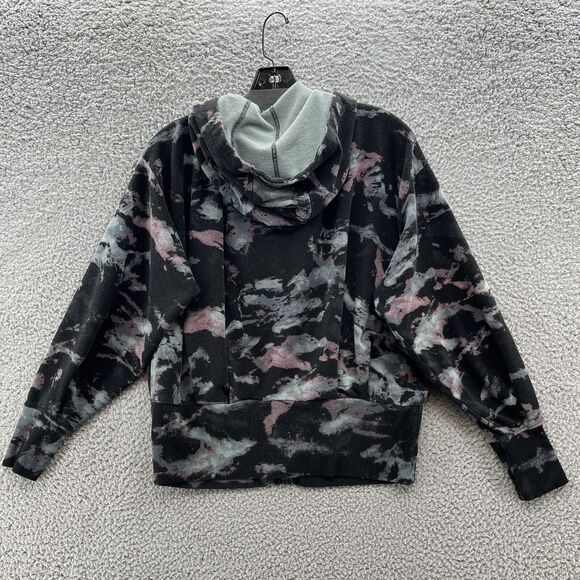 Athleta Hoodie Womens Medium Black Camo Balance Full Zip Relax Sweatshirt Jacket - Picture 10 of 12